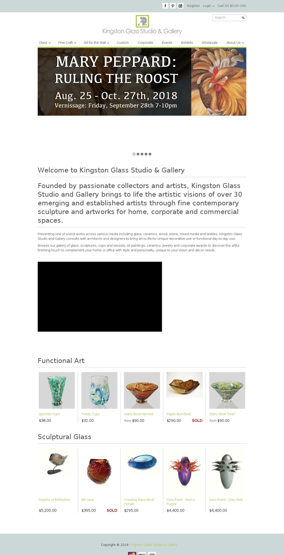 kingstonglassartist.com — Shopify storefront screenshot