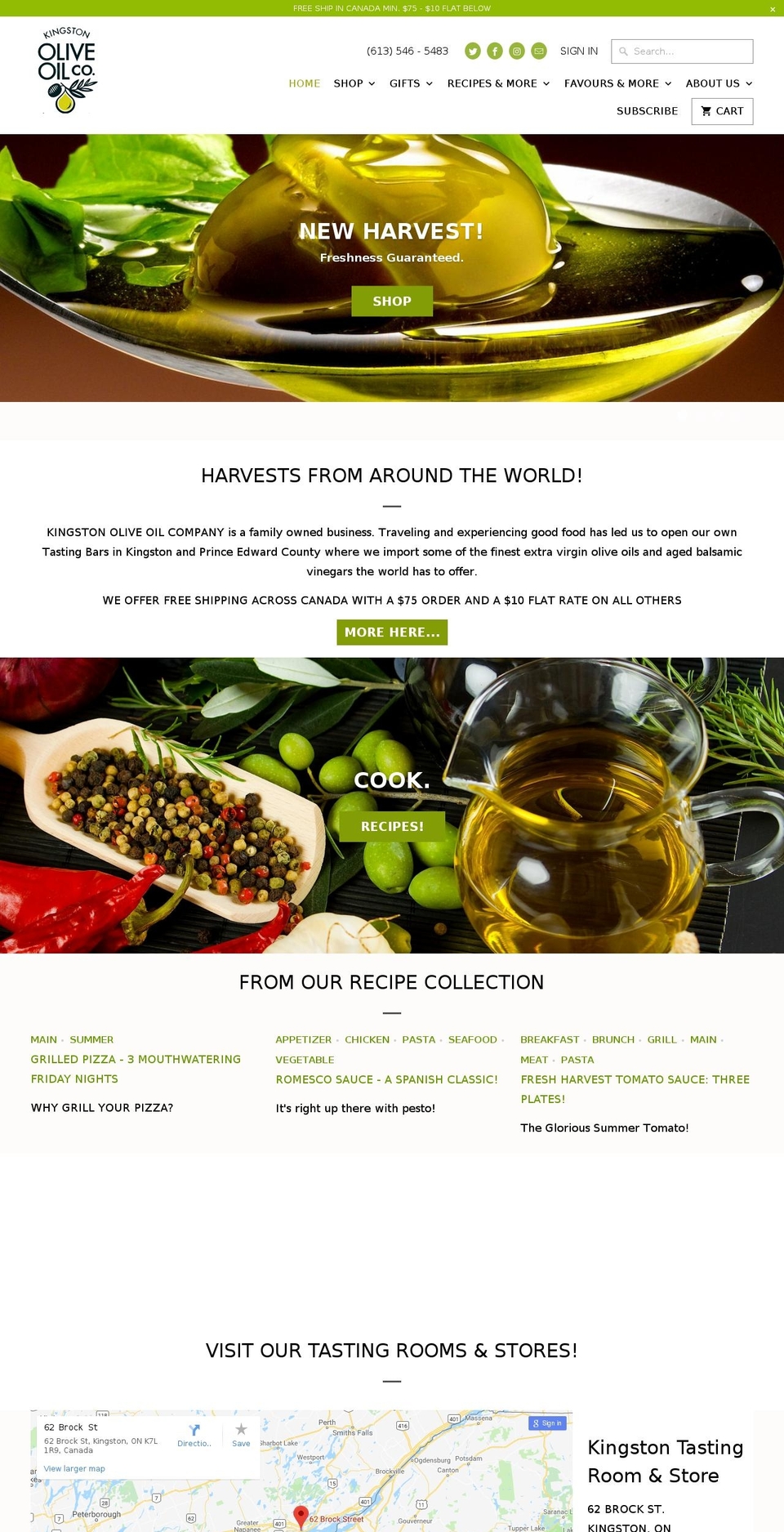 kingstonoliveoil.ca shopify website screenshot