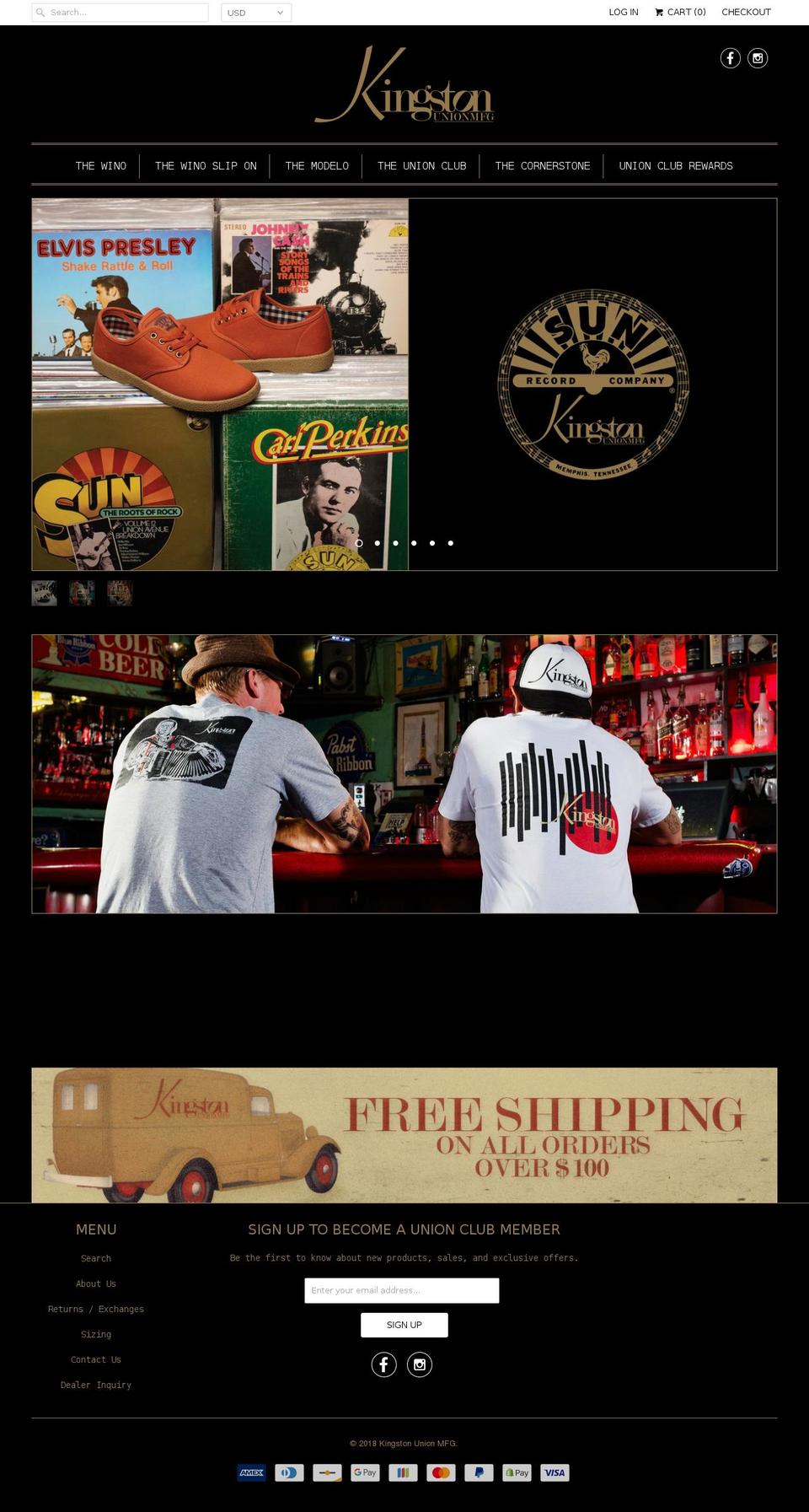 kingstonunionmfg.com shopify website screenshot