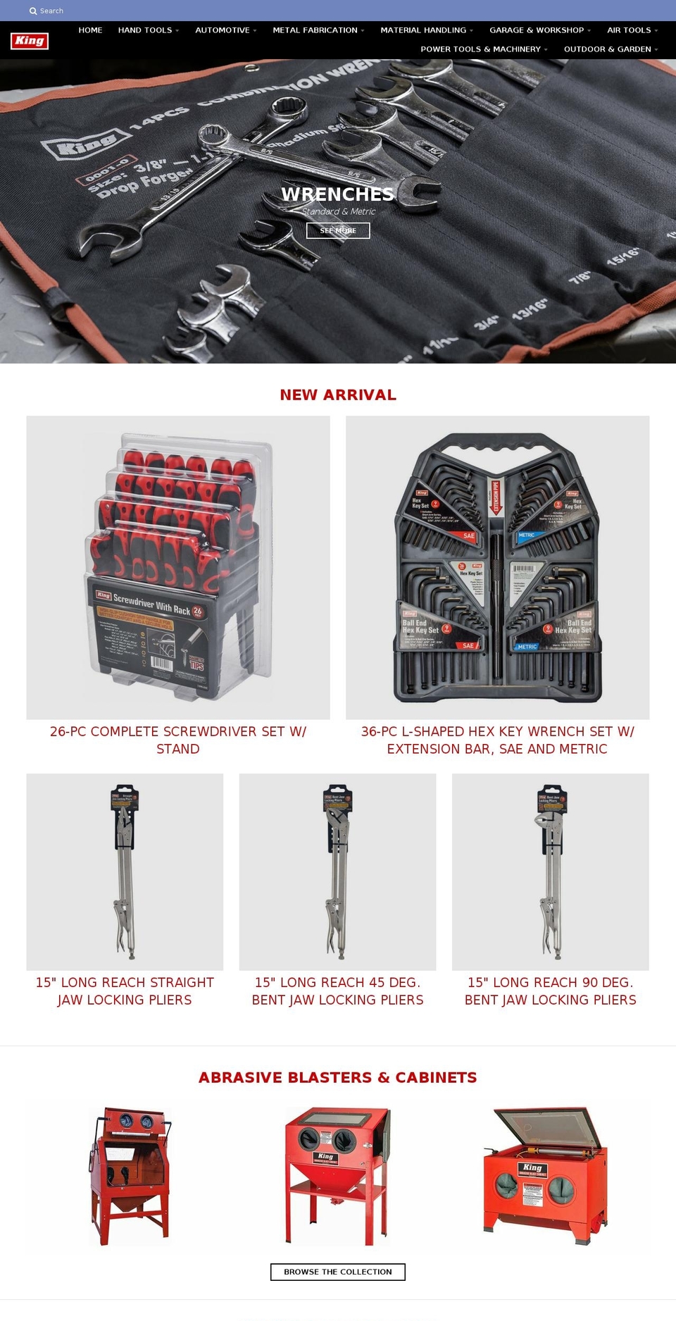 kingtoolsandequipment.com shopify website screenshot