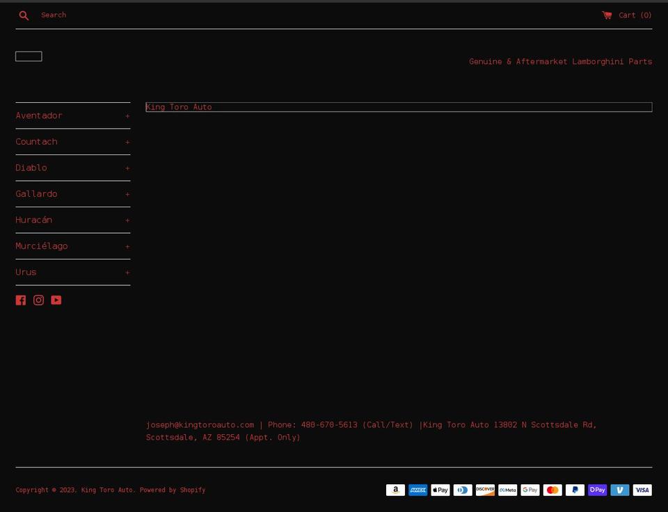 kingtoroauto.com shopify website screenshot