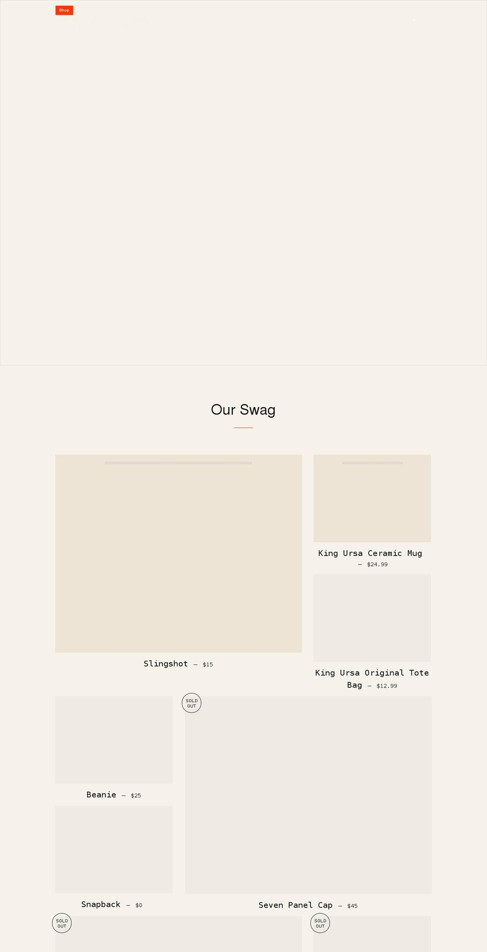 kingursashop.com shopify website screenshot