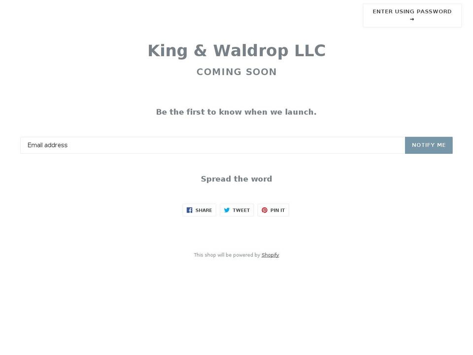 kingwaldrop.com — Shopify storefront screenshot