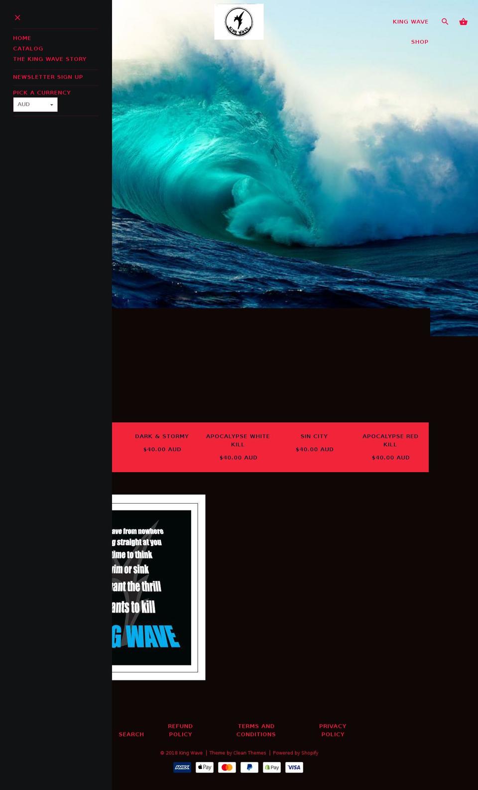 kingwavesurfco.store shopify website screenshot