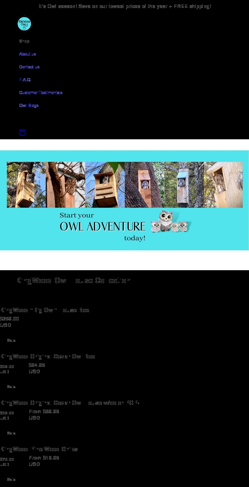 kingwoodowls.com shopify website screenshot