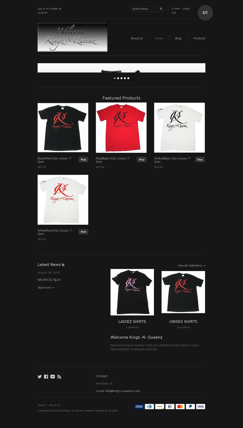kingz-n-queenz.com shopify website screenshot