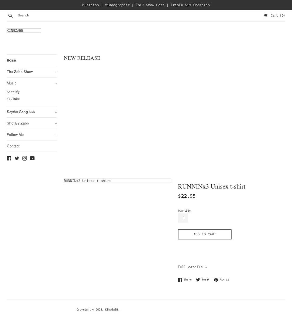 kingzabb.com shopify website screenshot