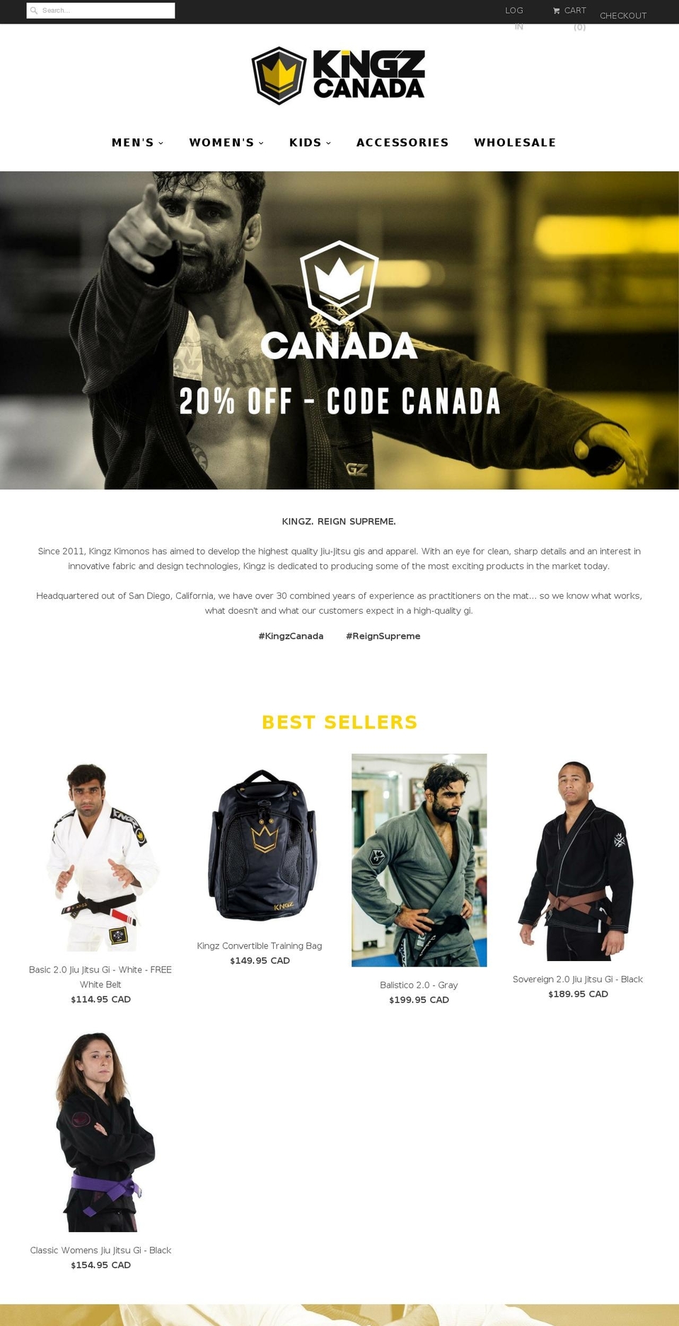 kingzkimonos.ca shopify website screenshot