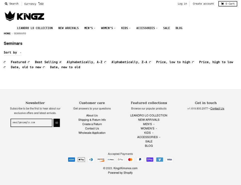 kingzseminars.com — Shopify storefront screenshot