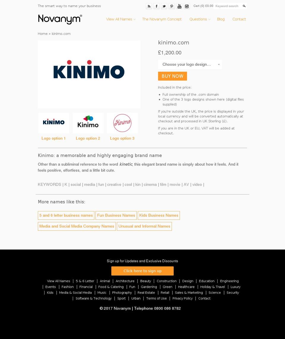 kinimo.com shopify website screenshot