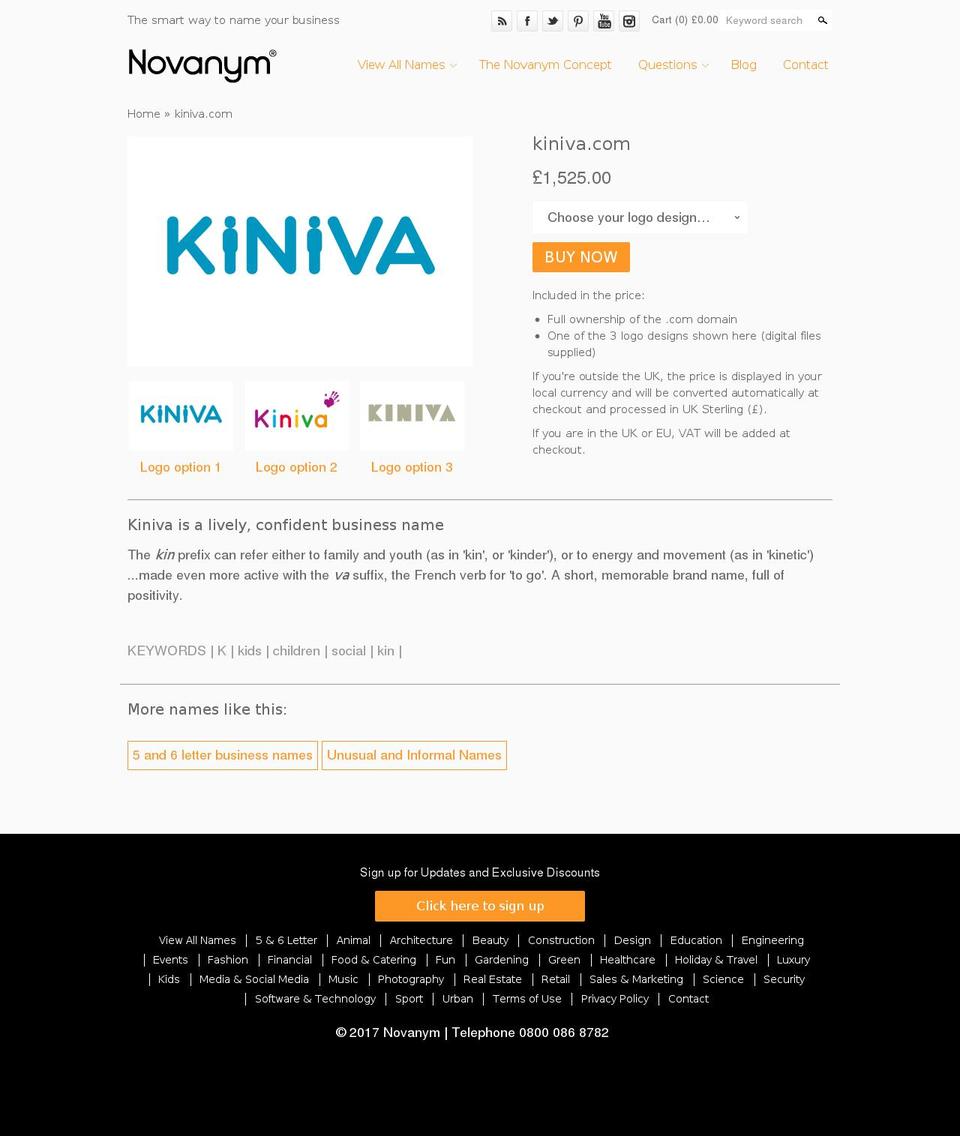 kiniva.com shopify website screenshot