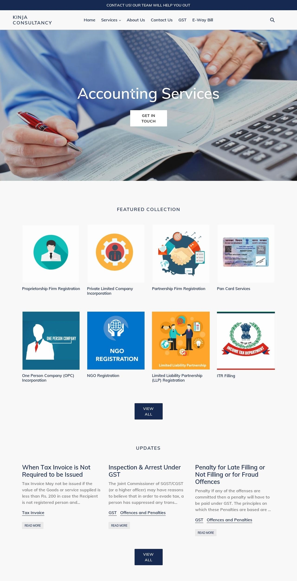 kinjaconsultancy.com — Shopify storefront screenshot