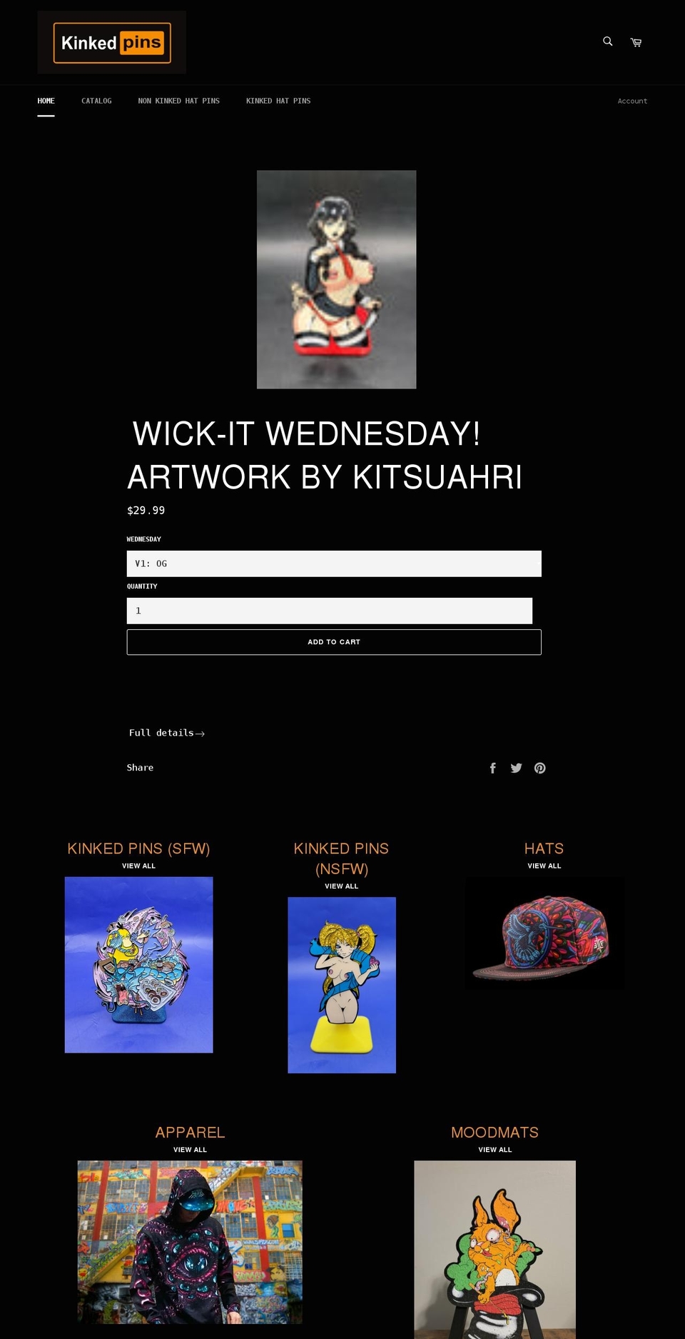 kinkedpins.com shopify website screenshot
