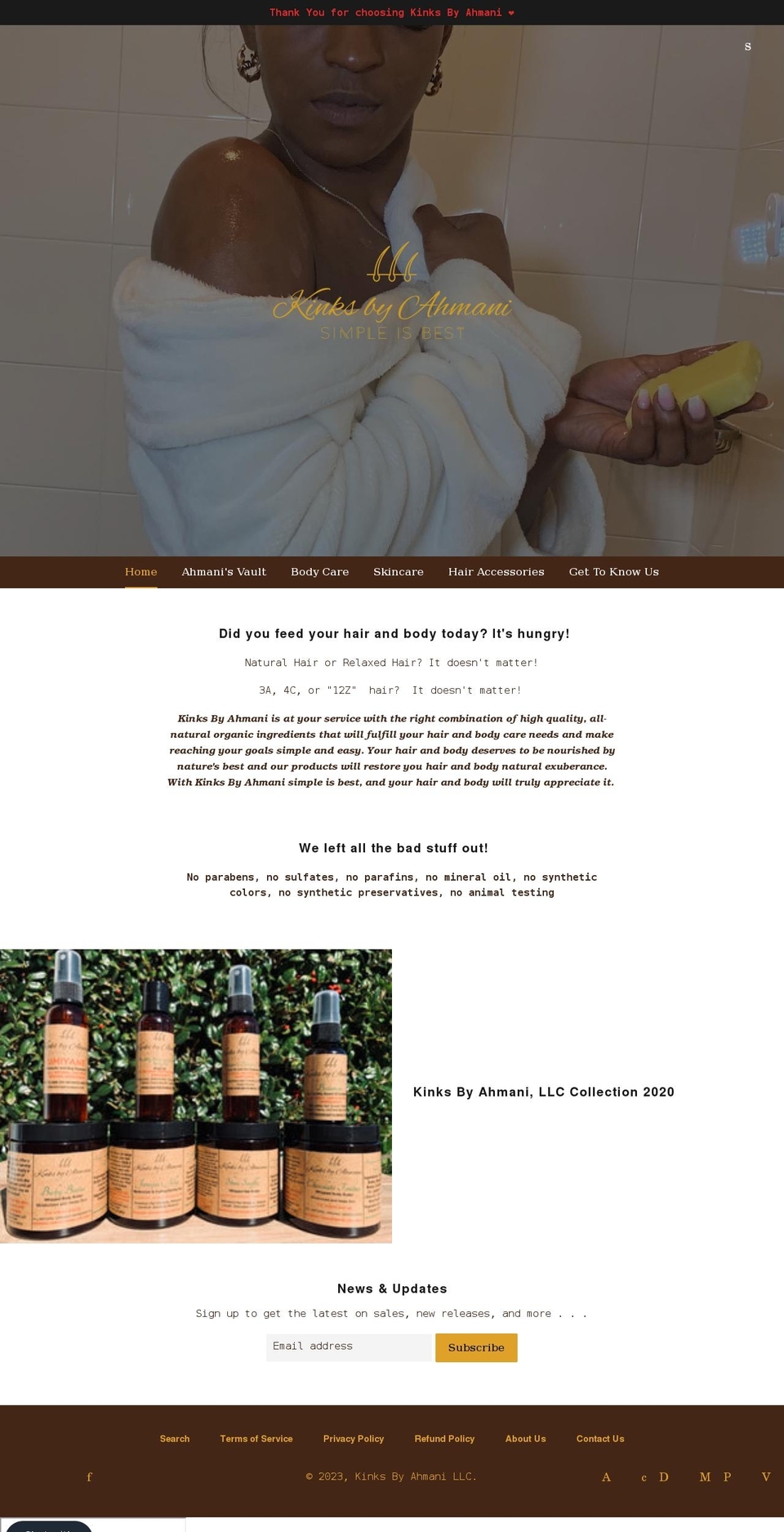 kinksbyahmani.com shopify website screenshot