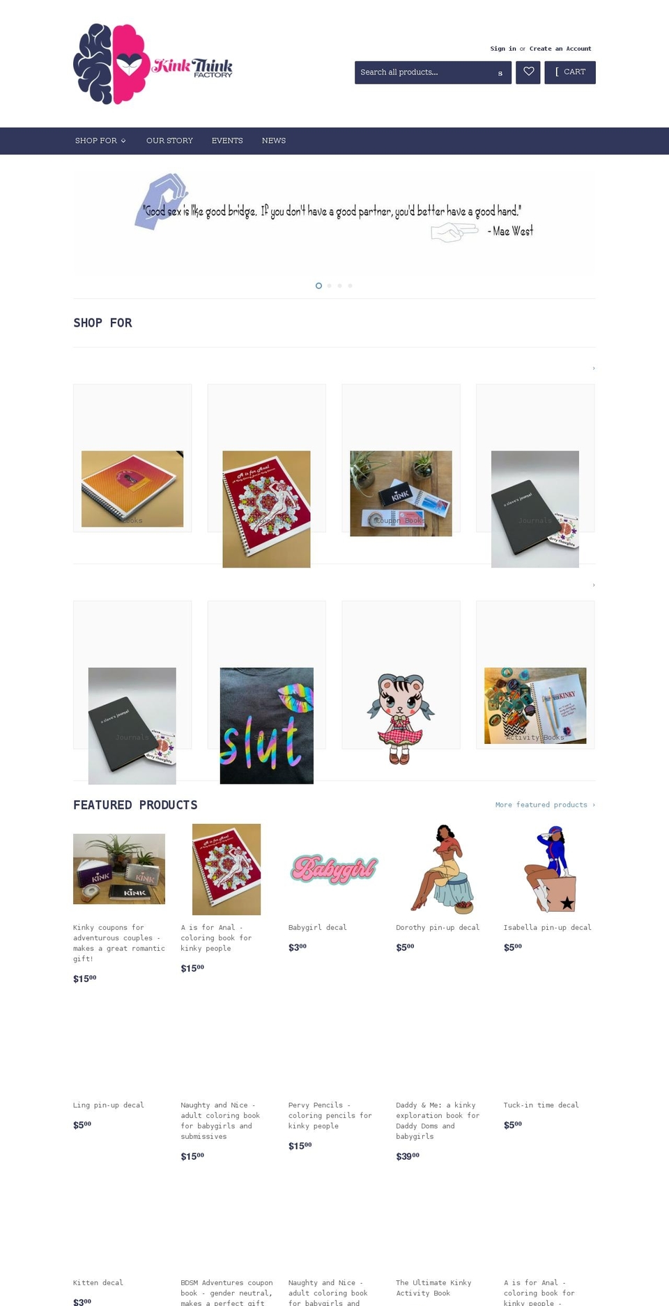 kinkthinkfactory.com shopify website screenshot