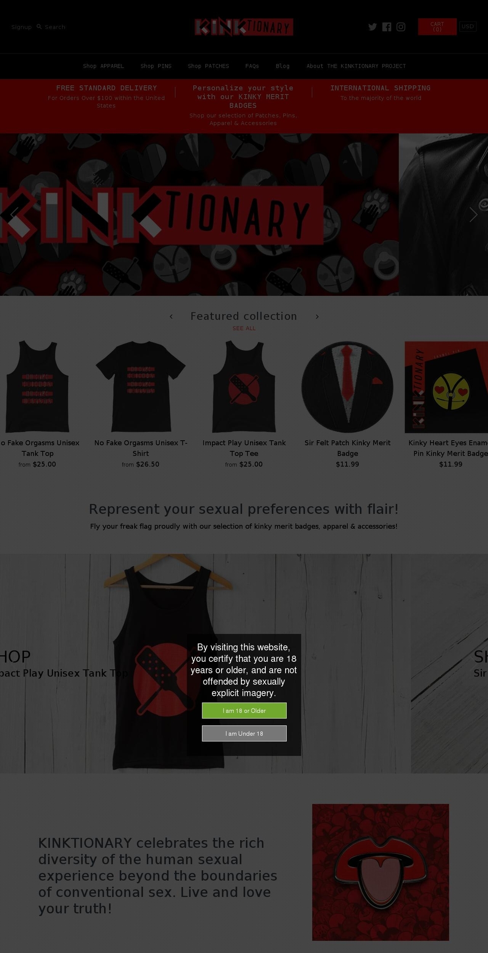 kinktionary.com — Shopify storefront screenshot