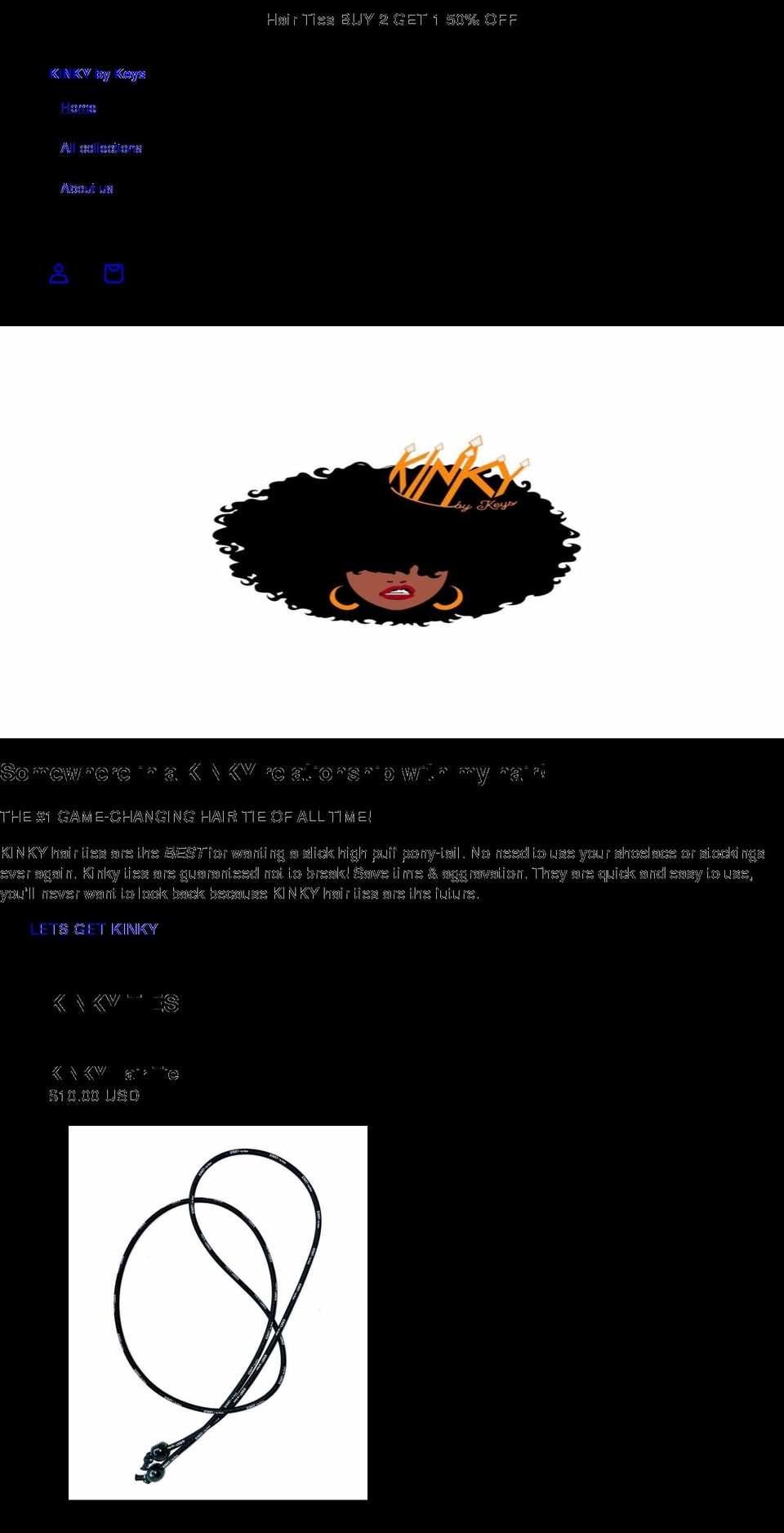 kinkybykeys.com shopify website screenshot