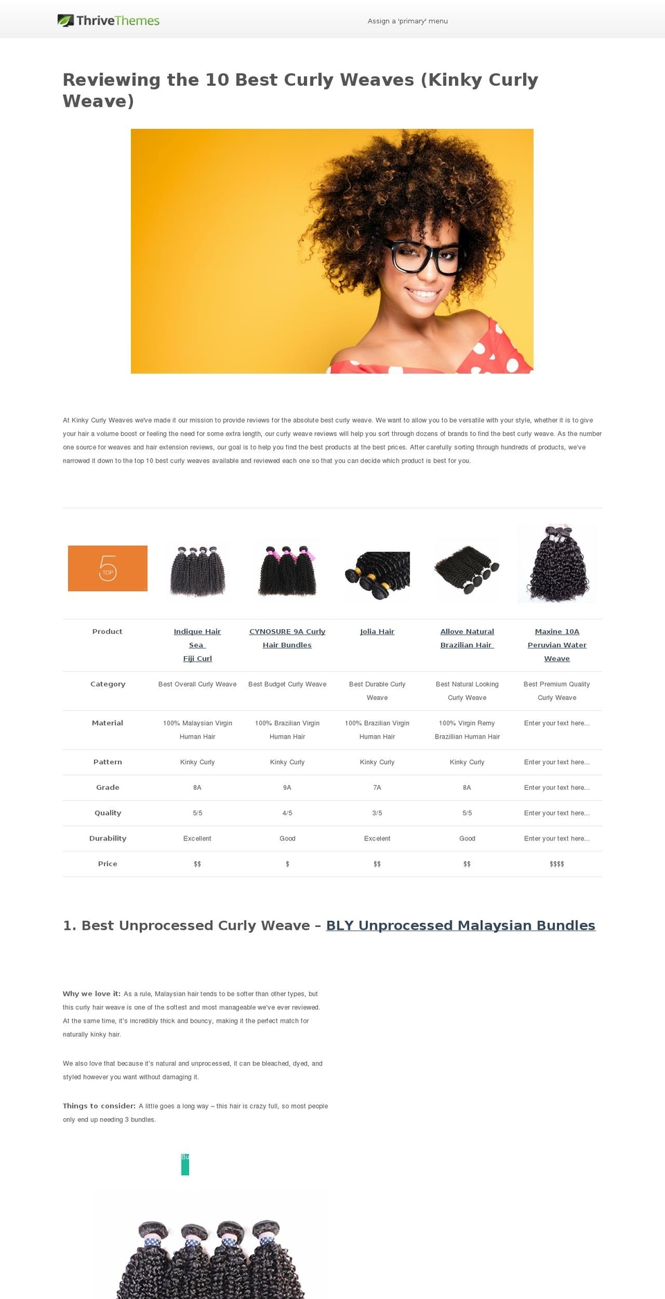 kinkycurlyweaves.com shopify website screenshot