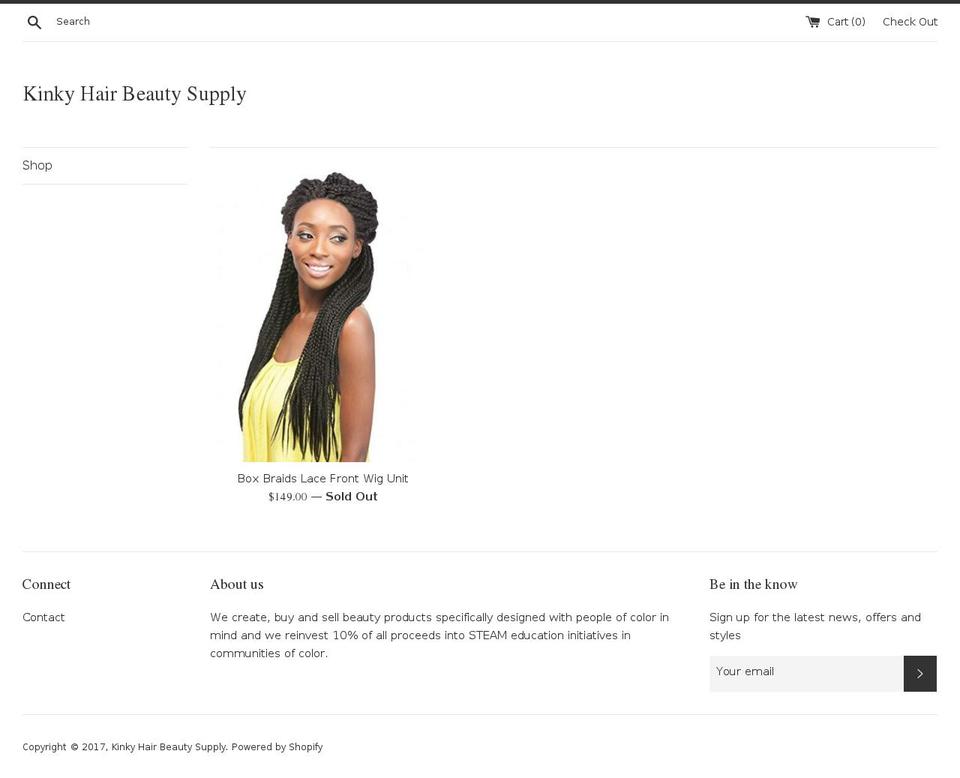 kinkyhairbeautysupply.com shopify website screenshot