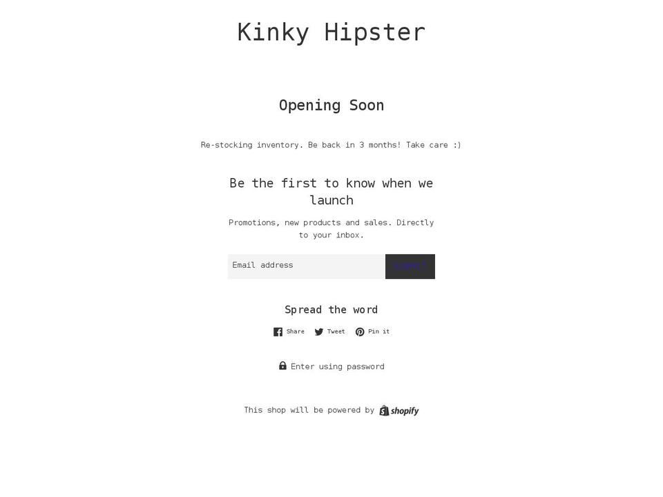 kinkyhipster.com — Shopify storefront screenshot