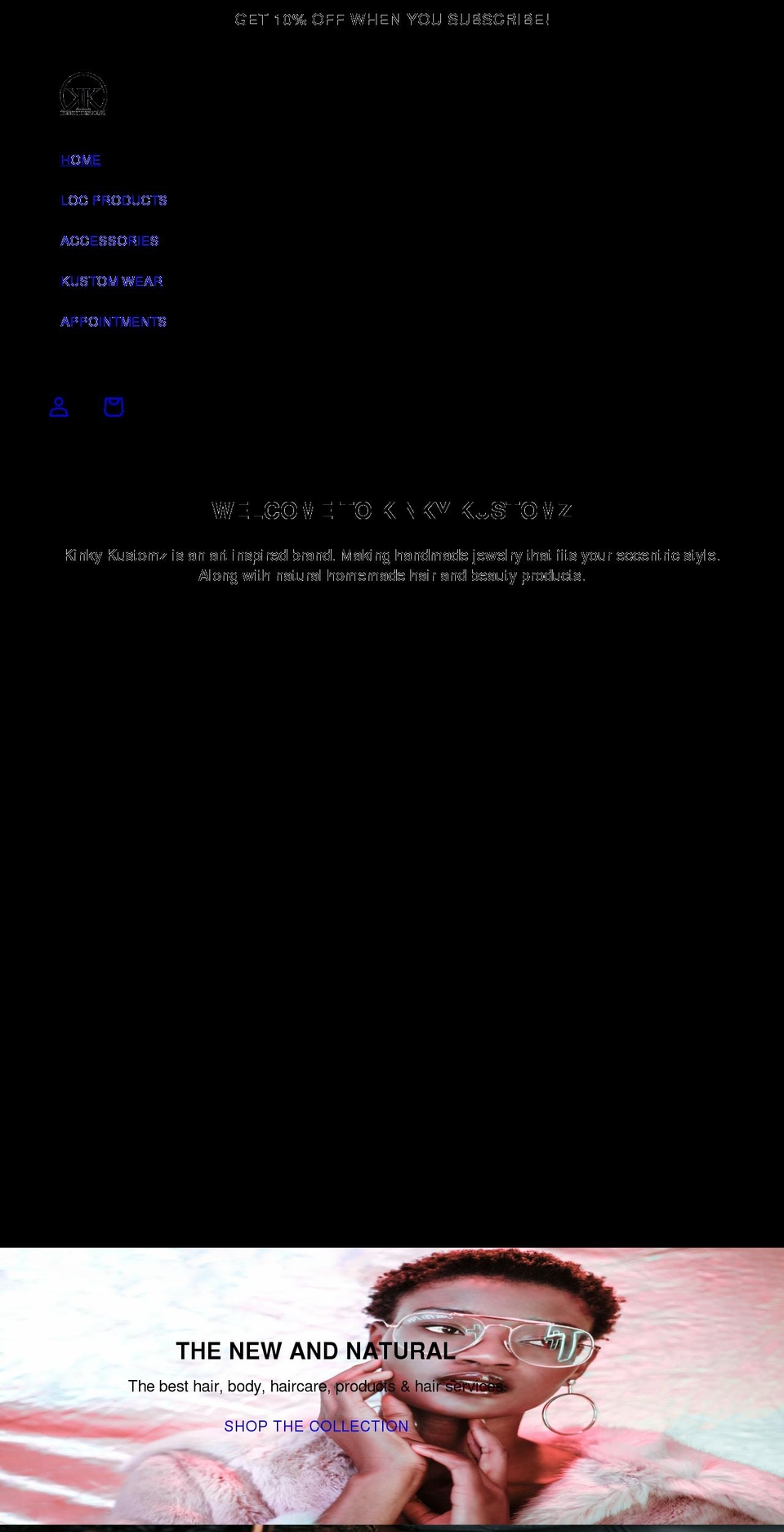 kinkykustomz.com shopify website screenshot