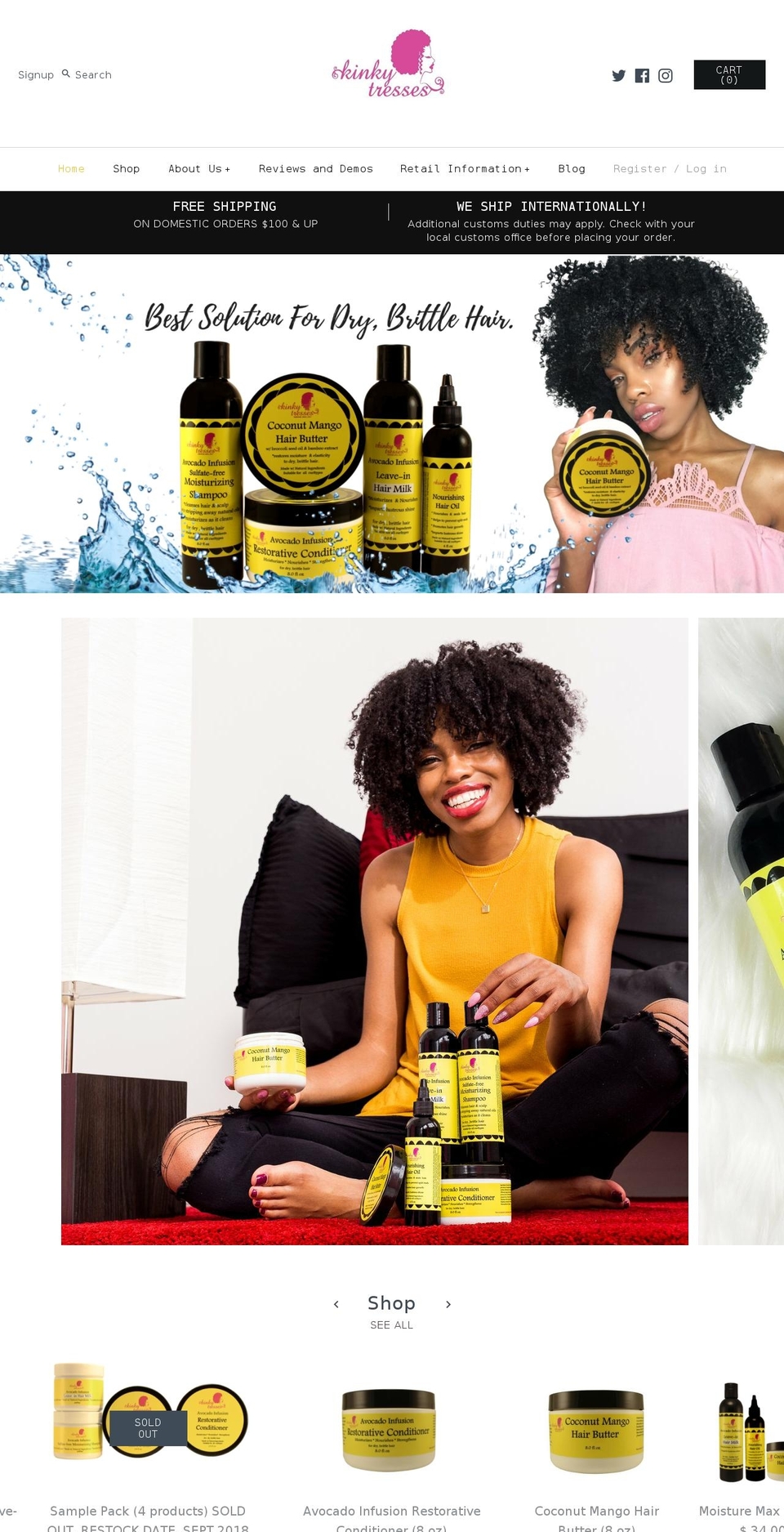 kinkytresses.com — Shopify storefront screenshot