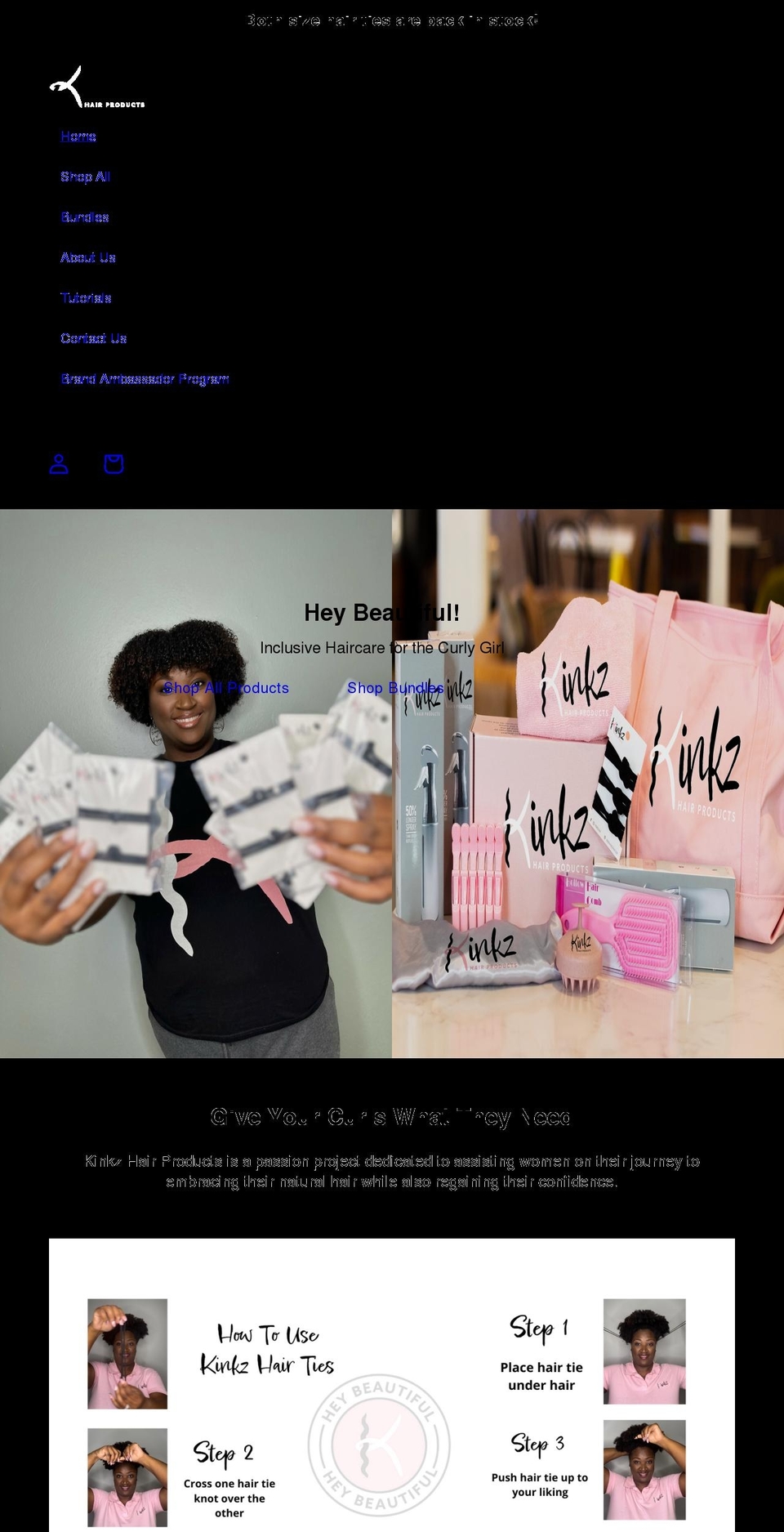 kinkzhair.com shopify website screenshot