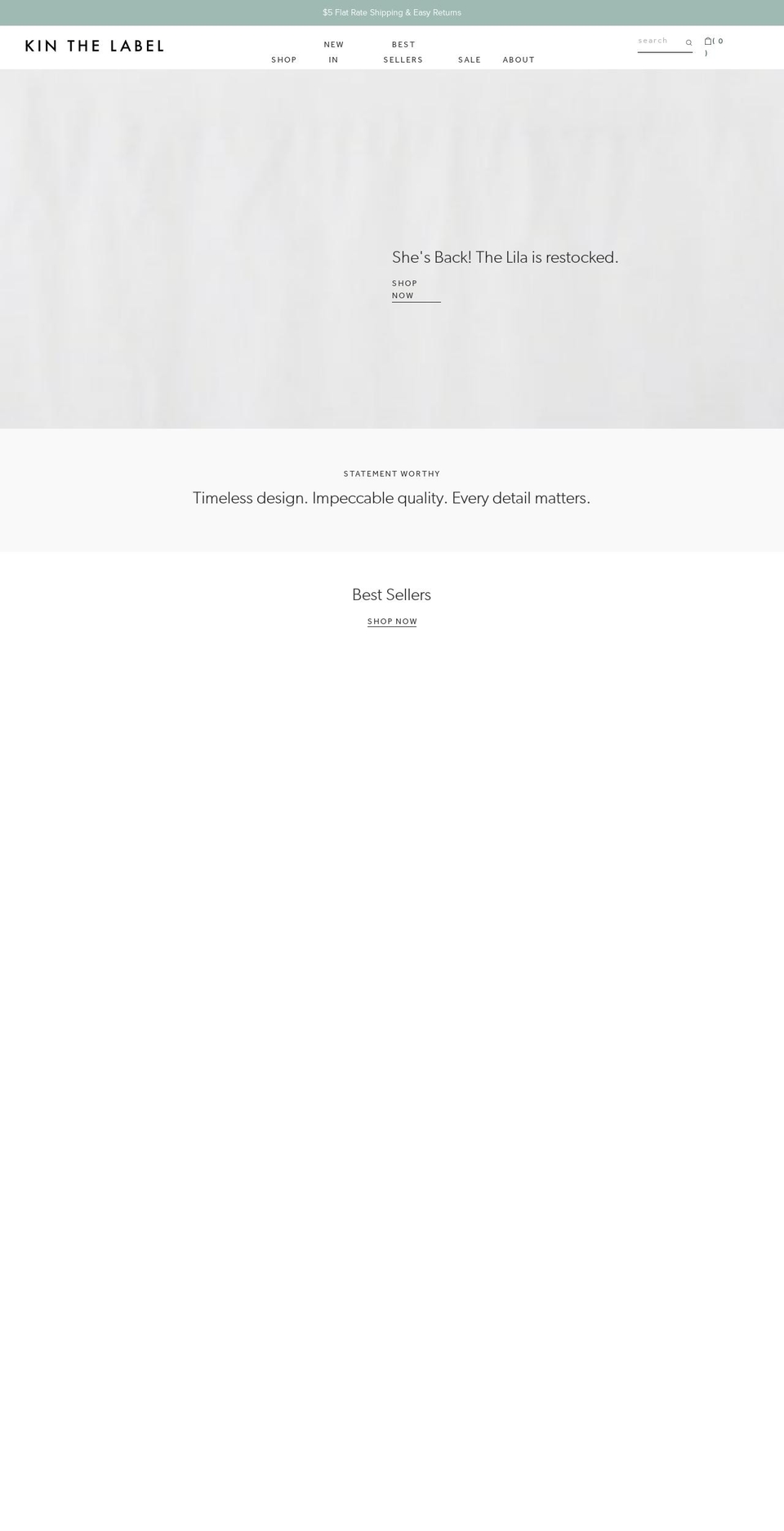 kinlabel.com shopify website screenshot