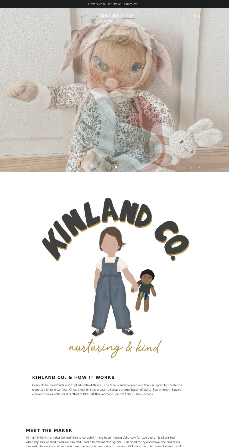kinlandco.com shopify website screenshot