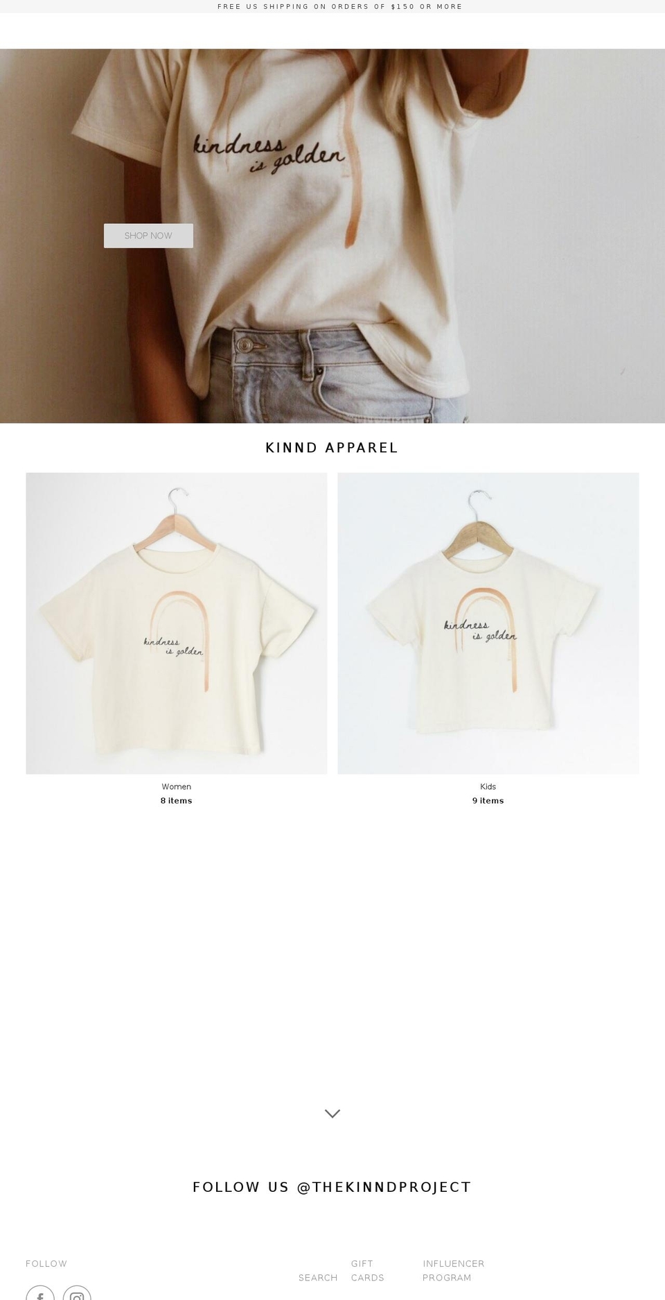 kinndproject.com — Shopify storefront screenshot