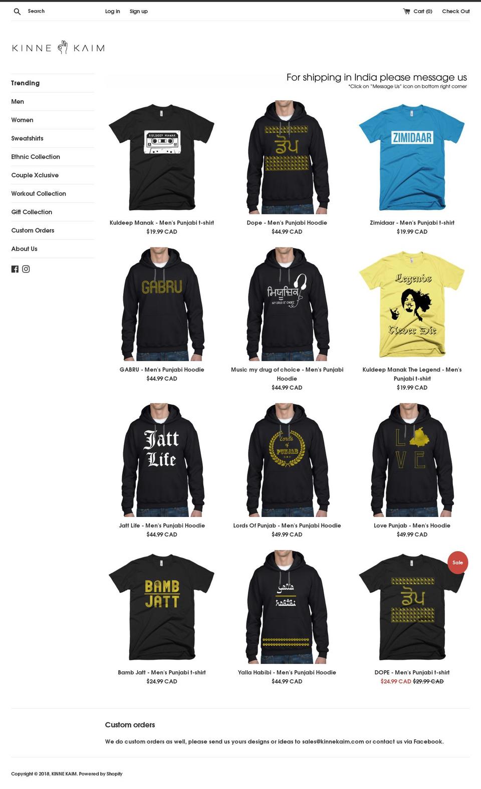 kinnekaim.com — Shopify storefront screenshot