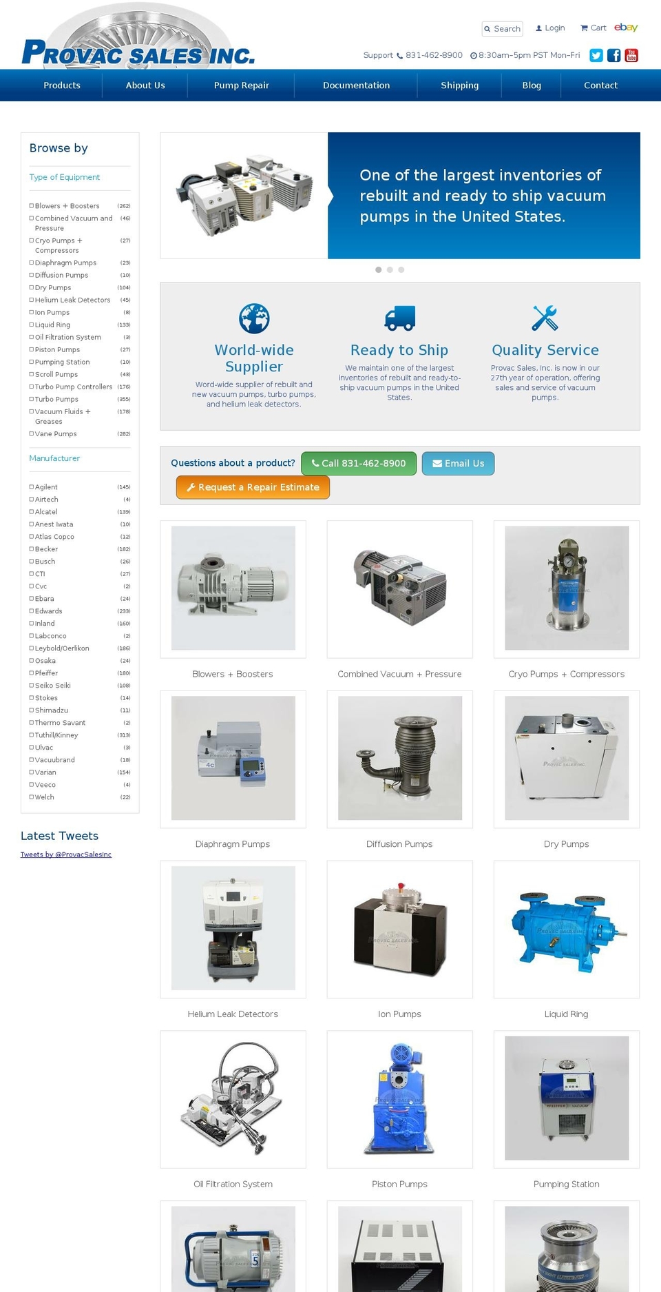 Provac Shopify theme site example kinneyvacuumpump.com
