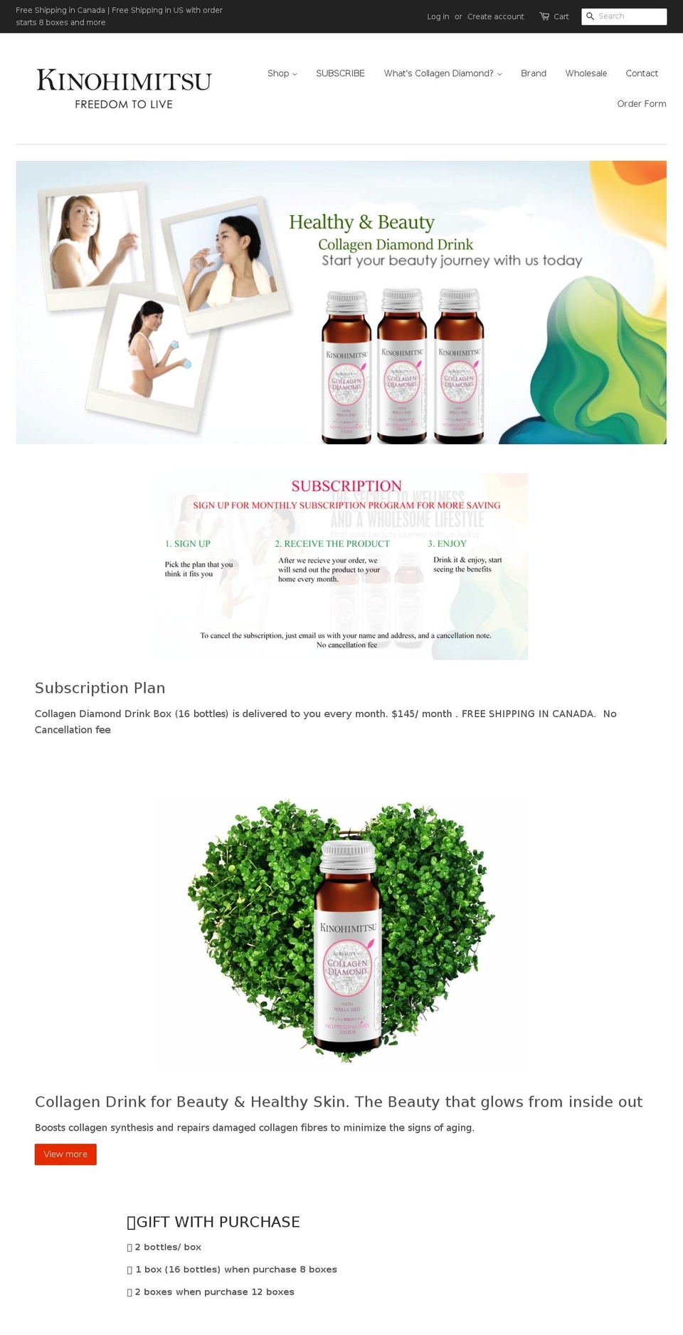 kinohimitsucanada.com — Shopify storefront screenshot