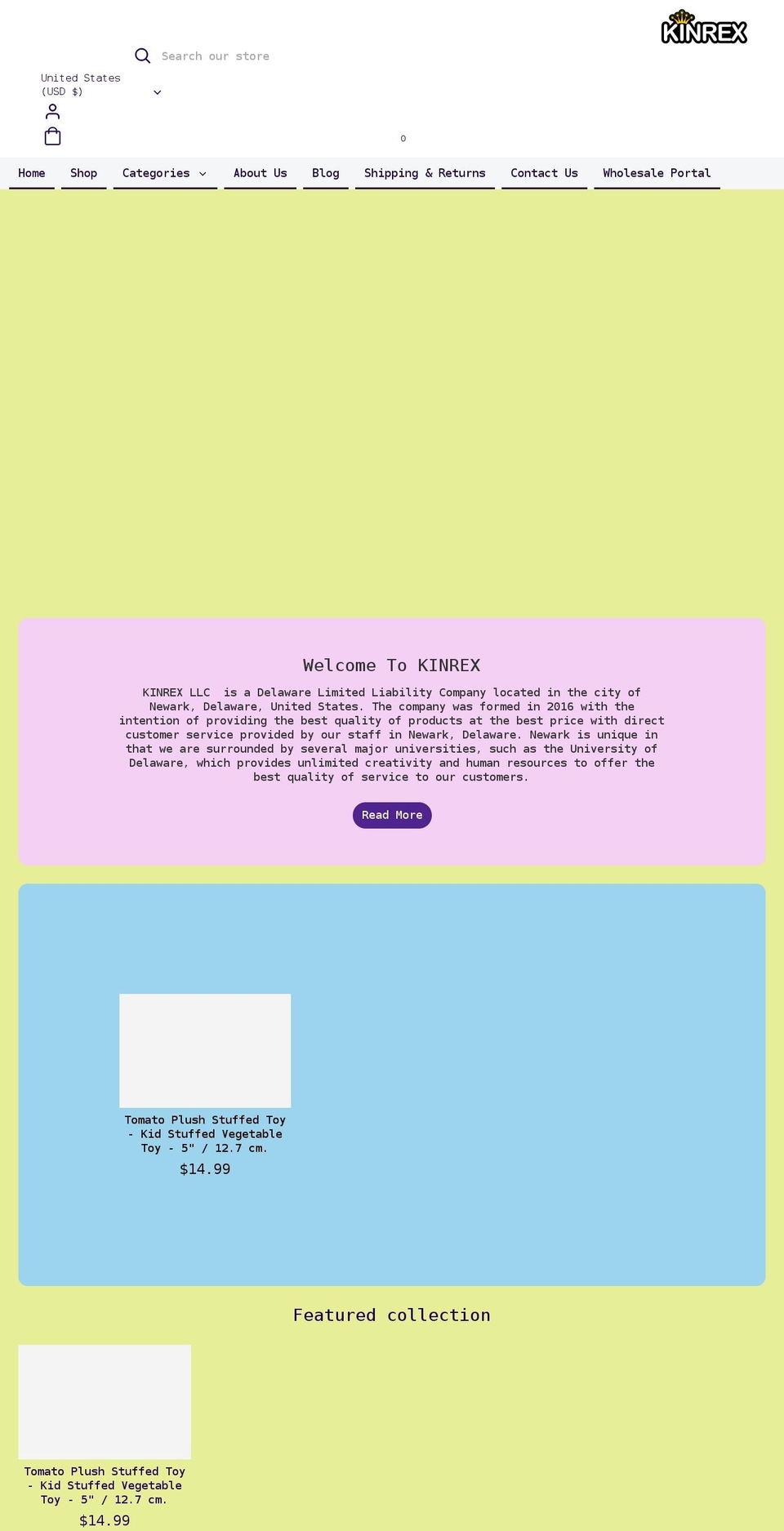 kinrex.com shopify website screenshot