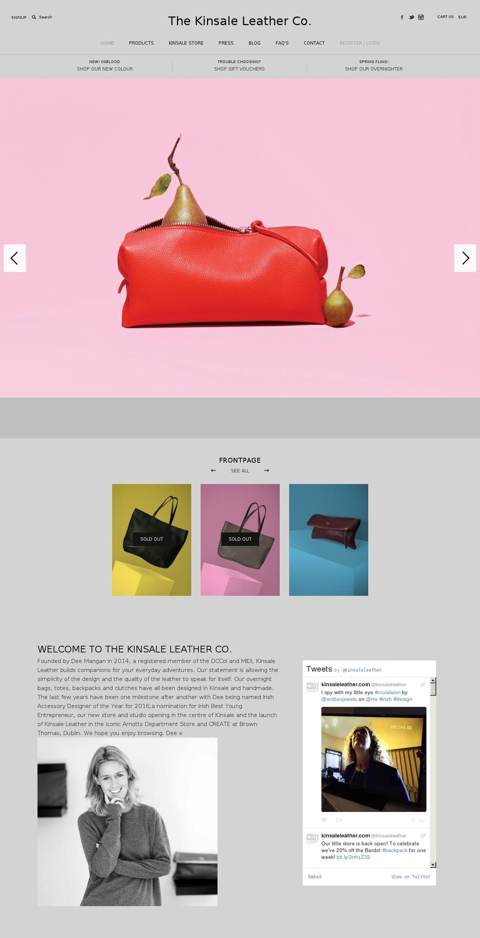 Spark Shopify theme site example kinsaleleather.com