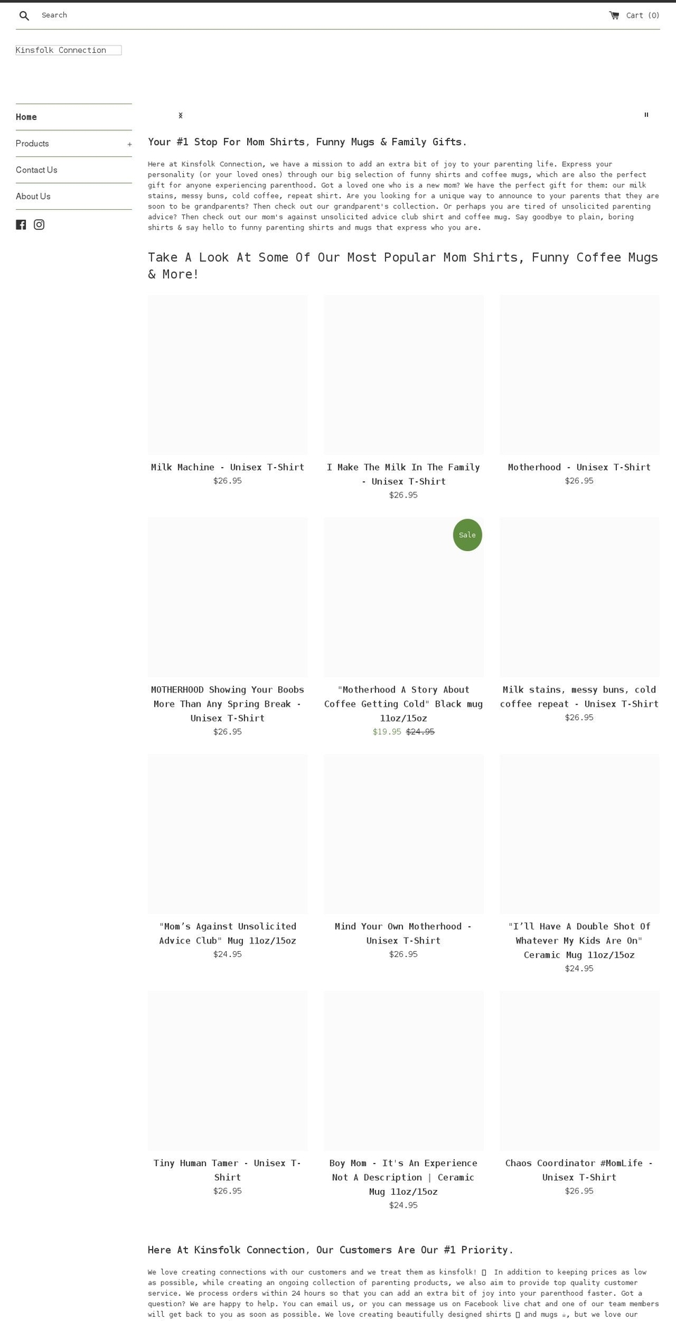 kinsfolkconnection.com shopify website screenshot