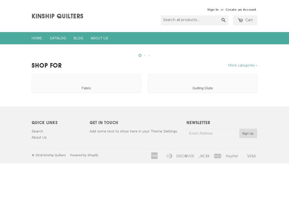 kinshipquilters.com — Shopify storefront screenshot