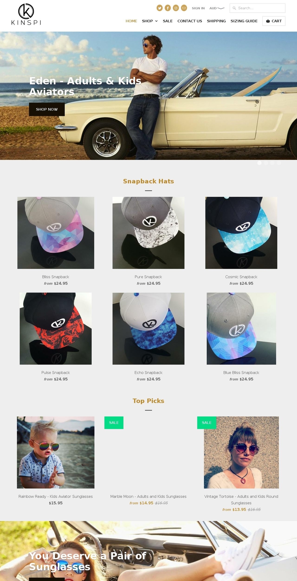 kinspi.com — Shopify storefront screenshot