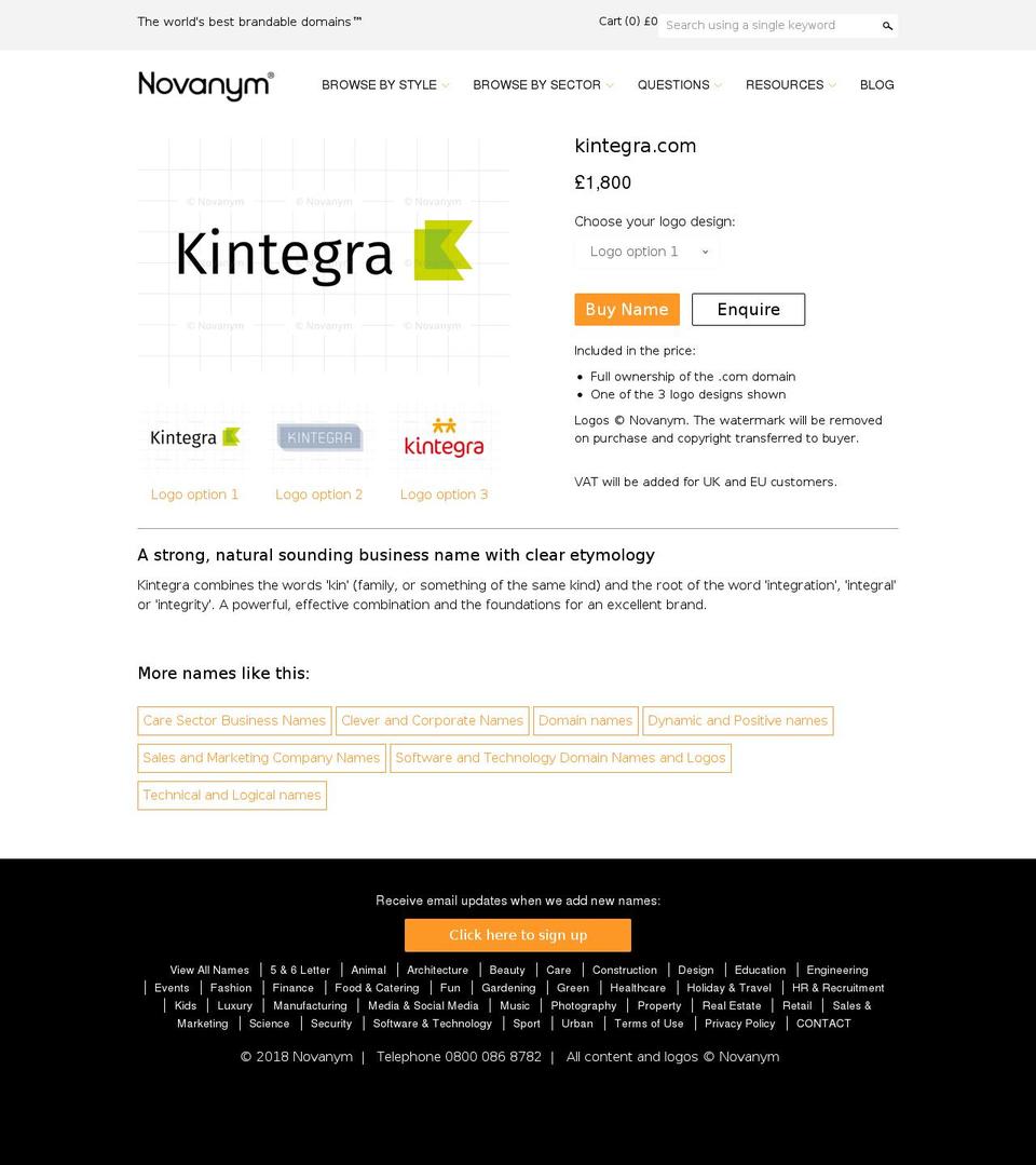 kintegra.com shopify website screenshot