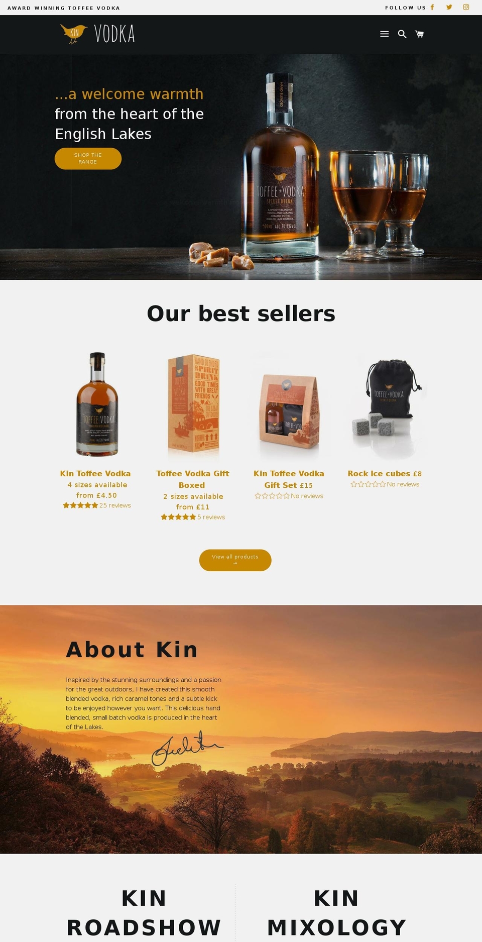 kinvodka.co.uk shopify website screenshot