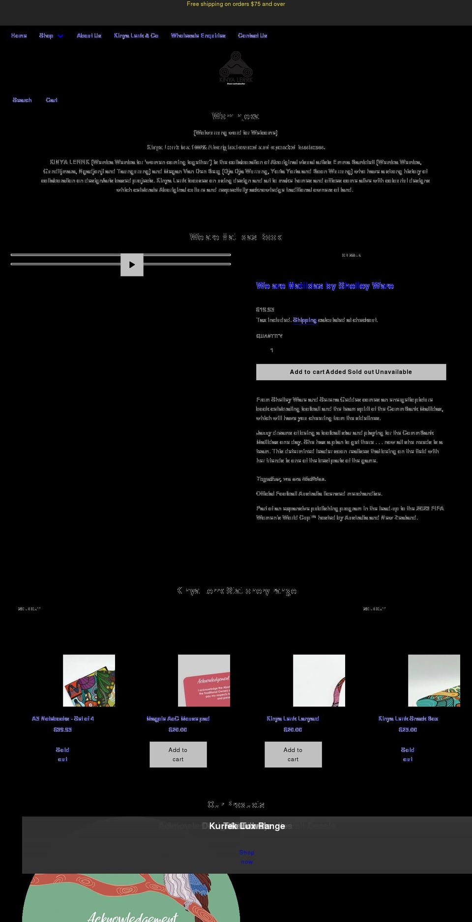 kinyalerrk.com.au shopify website screenshot