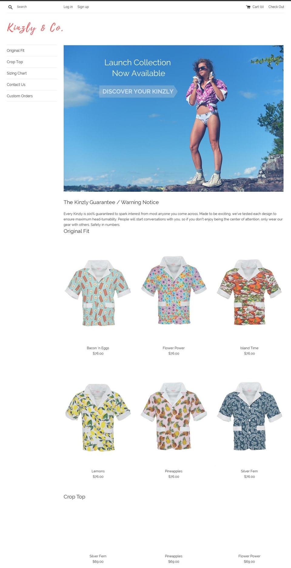 kinzlyandco.com — Shopify storefront screenshot