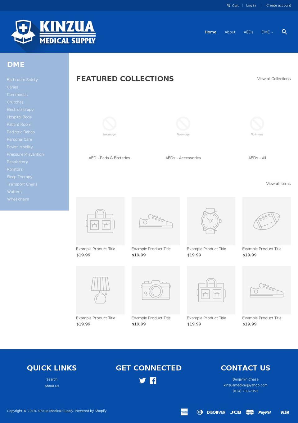 kinzuamedicalsupply.com shopify website screenshot