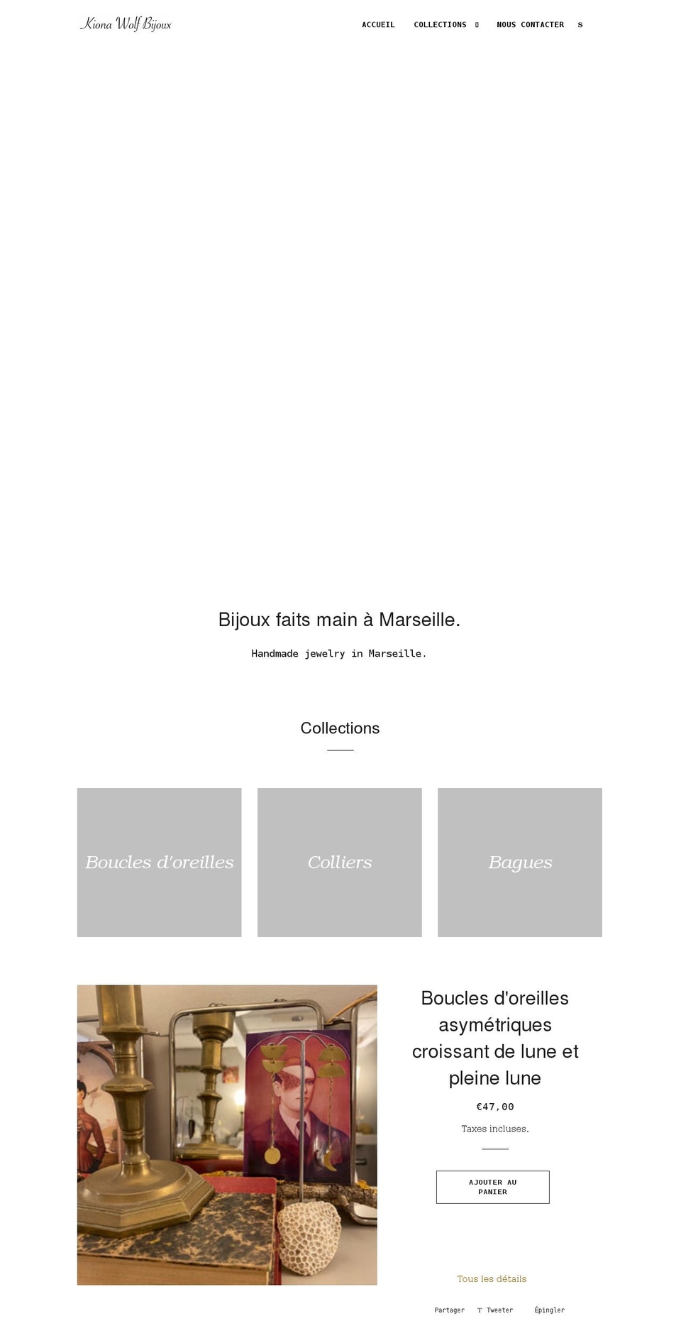 kionawolfbijoux.com shopify website screenshot