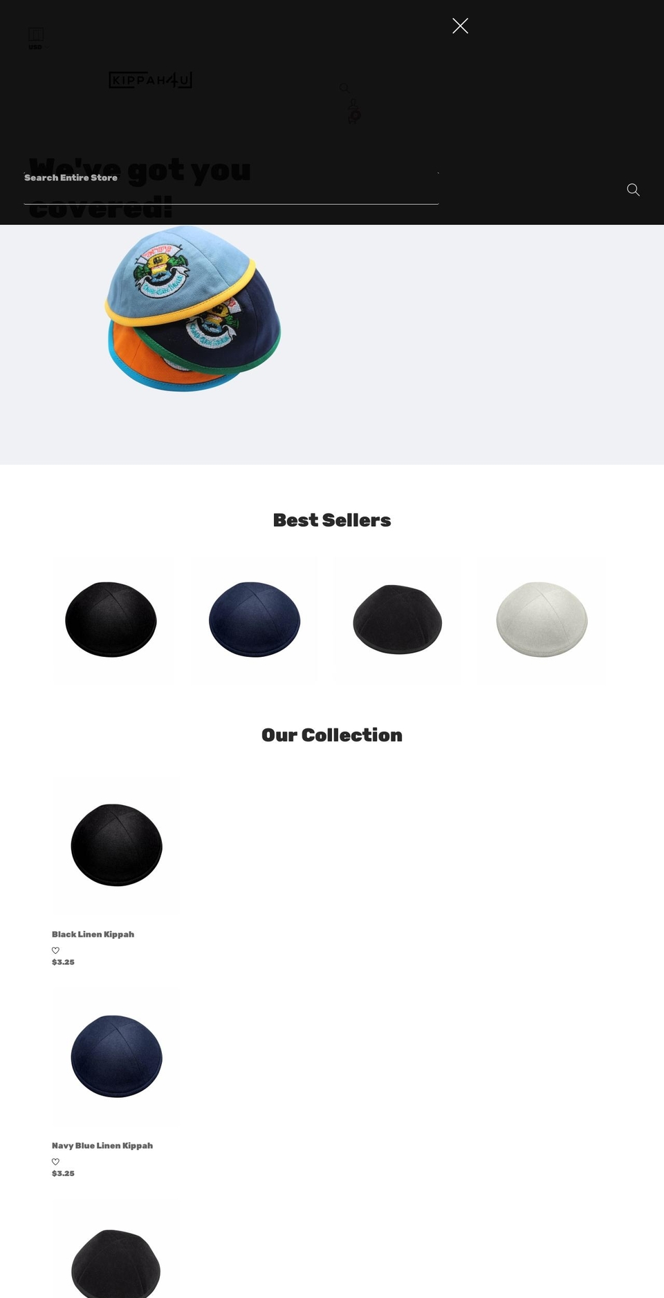 kippah4u.com shopify website screenshot