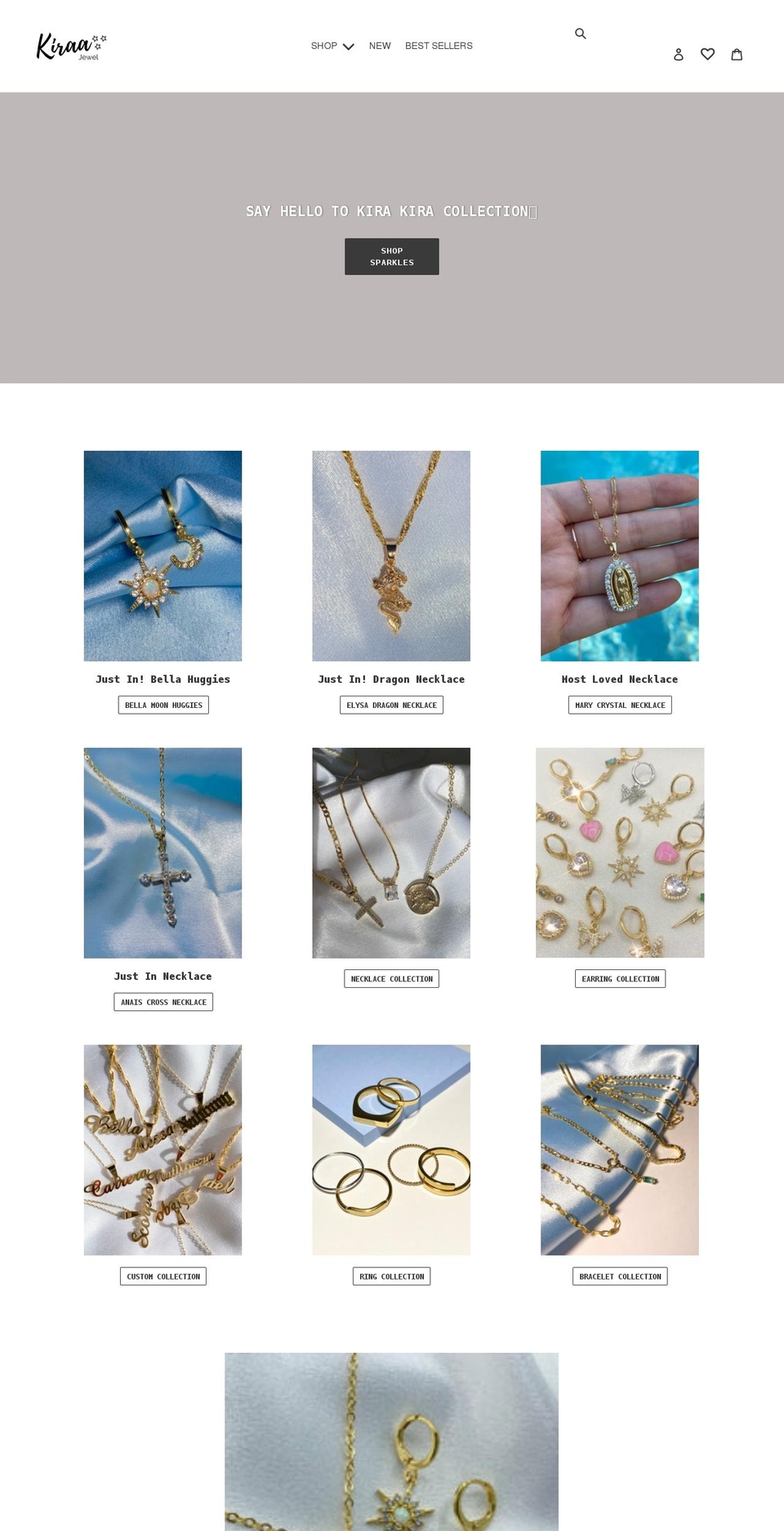 kiraajewel.com shopify website screenshot