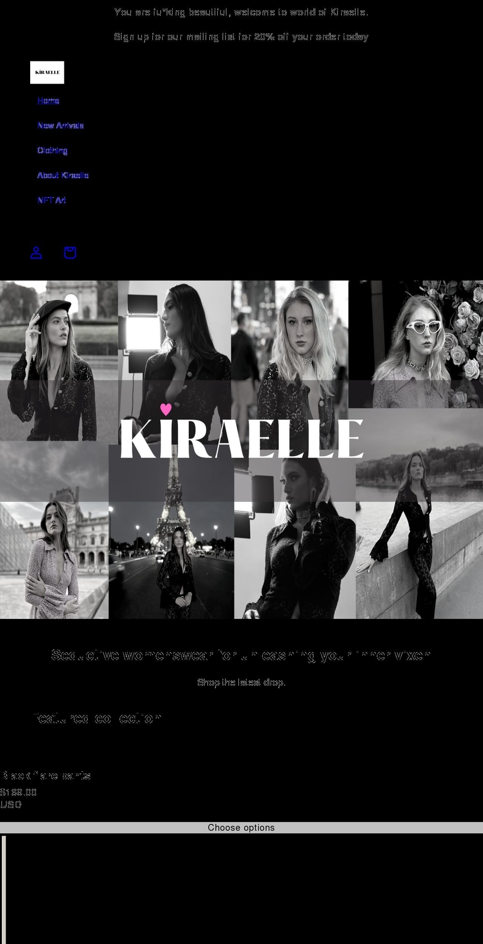 kiraelle.com shopify website screenshot