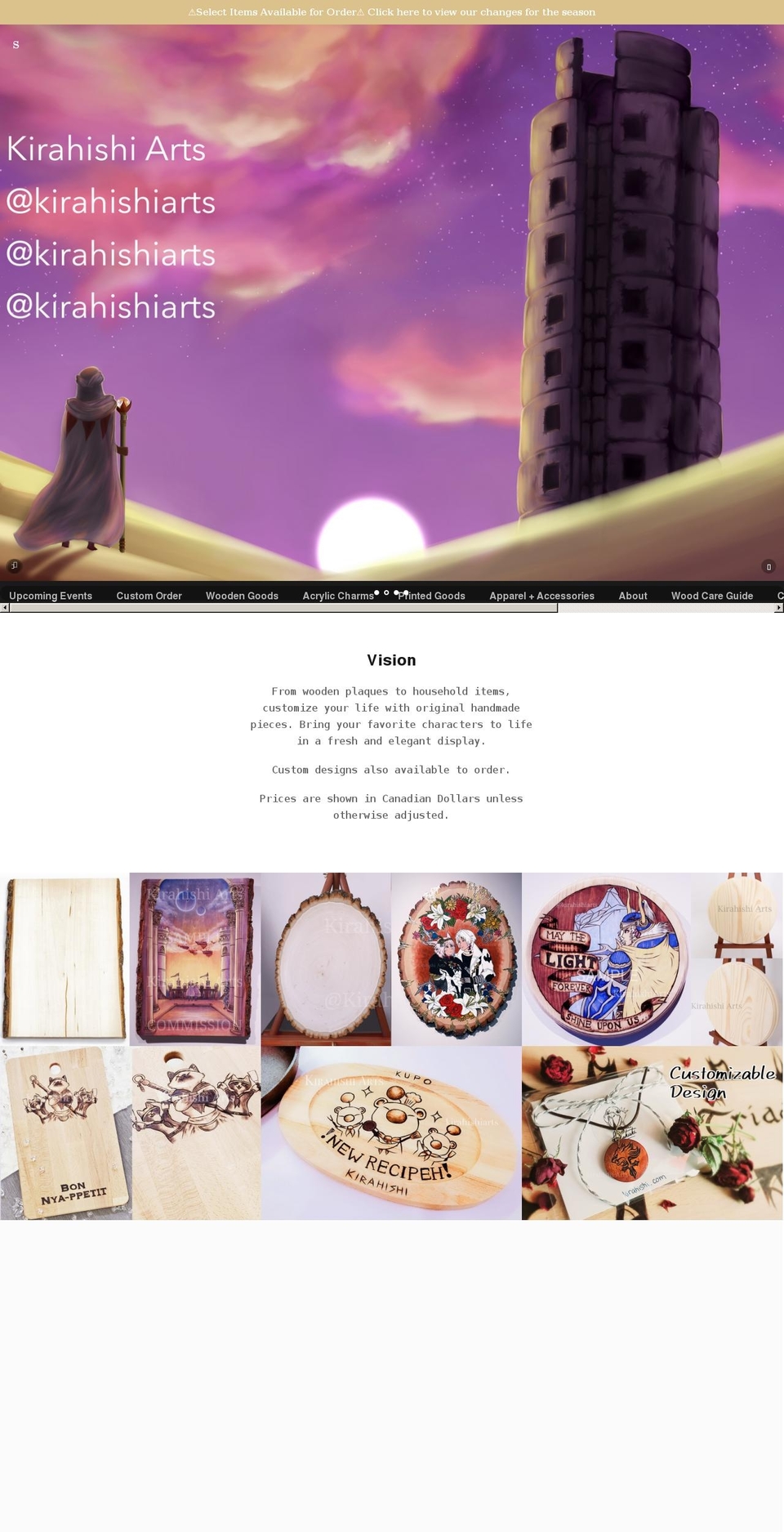 kirahishi.com shopify website screenshot