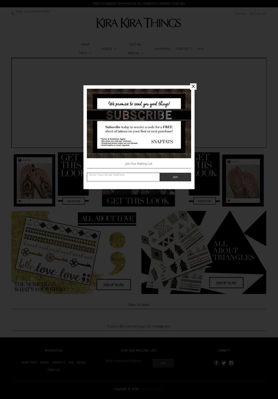 kirakirathings.com — Shopify storefront screenshot