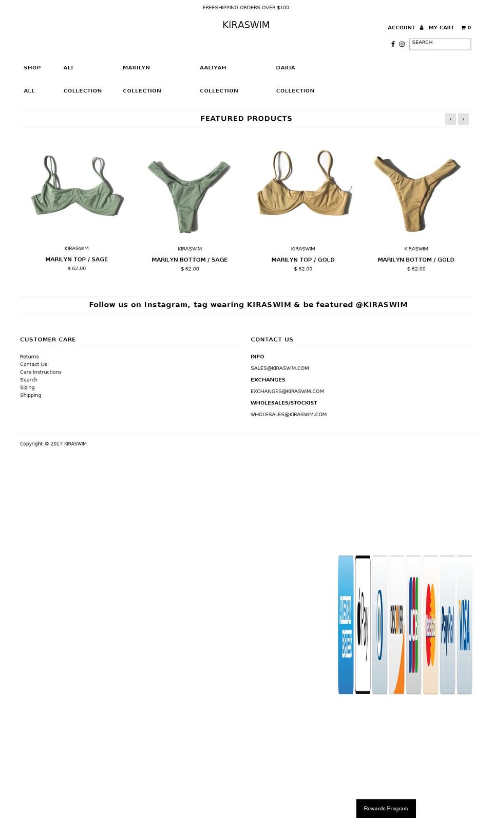 kiraswim.com shopify website screenshot